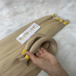 Natural Straight Bulk Human Hair Light Blonde Color Raw Vietnamese Hair 7 Straight in 613c Color