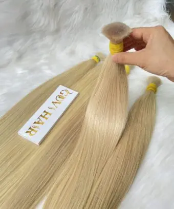 Bulk Human Hair for Braiding 24 Inch Light Blonde Color