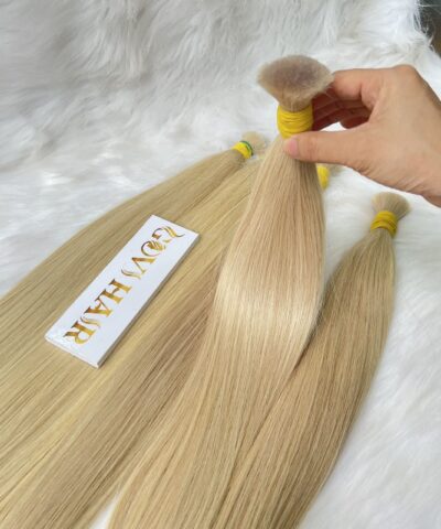 Bulk Human Hair for Braiding 24 Inch Light Blonde Color