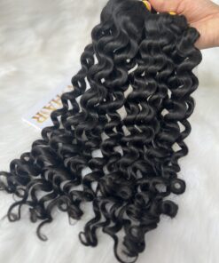 Deep Curly Bulk Human Hair for Braiding 20 Inch #1 Jet Black Color