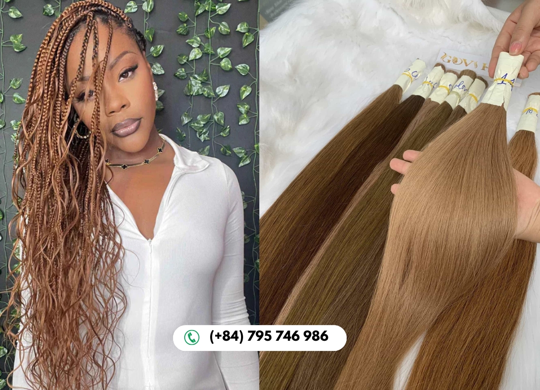 #14 Light Brown Straight Bulk Hair 