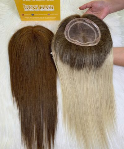 180 Density Ombre Color Human Hair Topper Mono Base