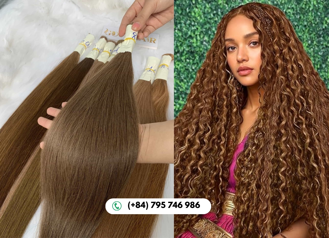 Straight Bulk Human Hair for Braiding #8 Color 4 #8 Light Brown Straight Bulk Hair