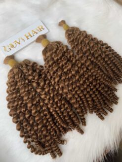 Deep Curly Bulk Human Hair for Braiding Raw Hair 6 Curly in Brown Color