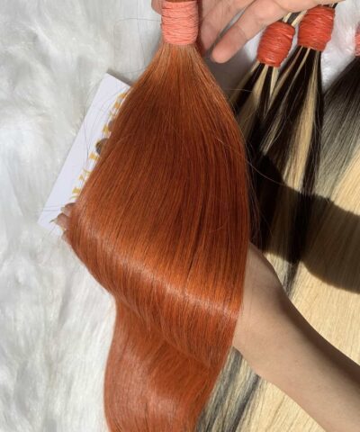 Straight Bulk Human Hair for Braiding Orange Color
