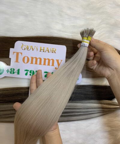 20 Inch Straight #22A Light Ash Blonde Color Nano Ring Hair Extensions 7 Straight #22A Nanoring Hair Extensions