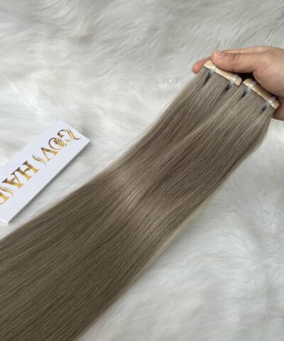 22 Inch Straight Grey Color Tape In Hair Extensions Raw Human Hair 8 Hair Extensions Package Custom Bone Straight Colored Tape Hair Extension