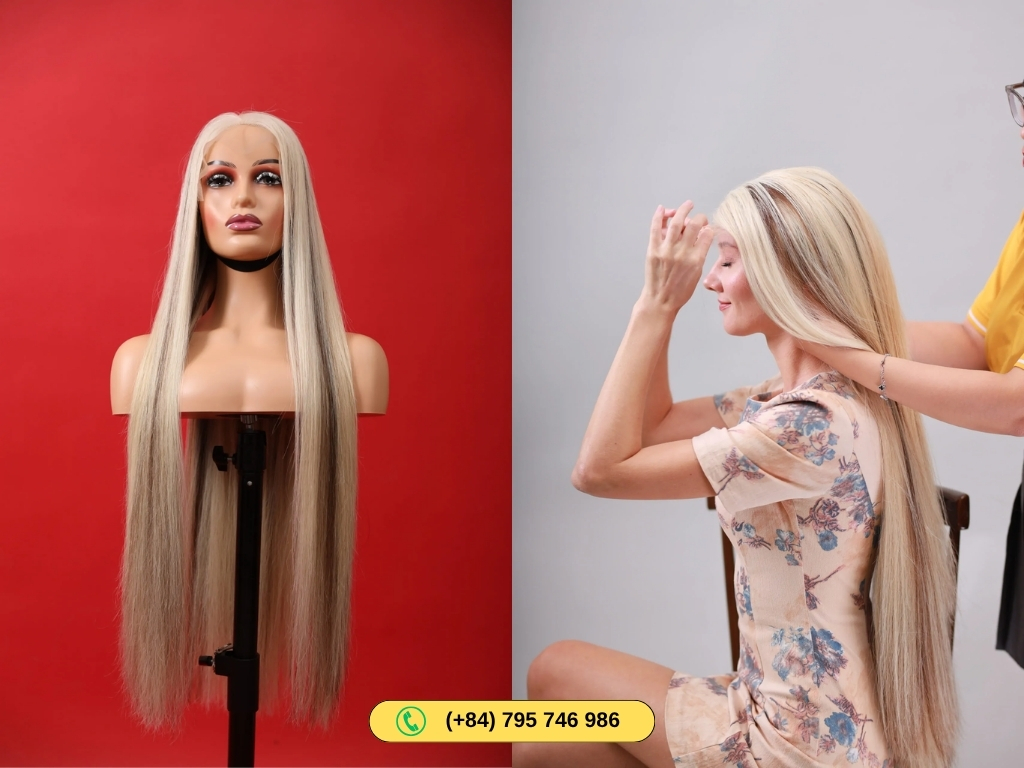 28 Inches Human Hair Closure Wigs Mix Piano Color