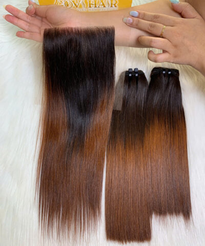 Lace 4_4 closure - ombre chestnut brown color