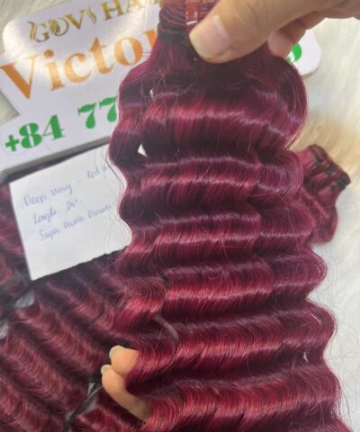 Deep Wavy Red Wine Weft curly