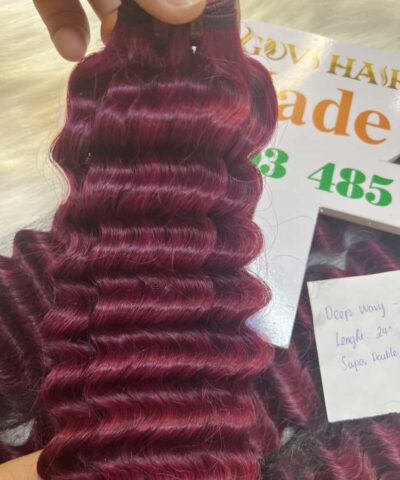 Deep Wavy Red Wine Weft curly