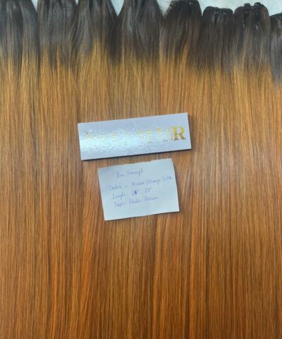 Bone Straight Ombre- Brown/Orange Weft Bone Straight