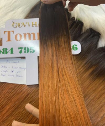 Bone Straight Ombre- Brown/Orange Weft Bone Straight