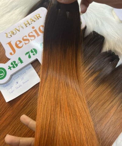 Bone Straight Ombre- Brown/Orange Weft Bone Straight