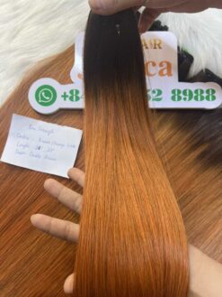 Bone Straight Ombre- Brown/Orange Weft Bone Straight