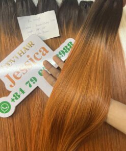 Bone Straight Ombre- Brown/Orange Weft Bone Straight