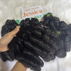 Weft Hair Extensions Bouncy Curly Black Natural #1B Color Raw Vietnamese Hair 9 Curly 1B- Natural Color Weft Curly