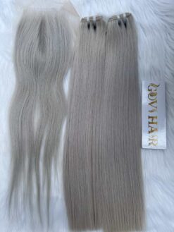 Vietnamese Raw Hair Bone Straight Grey Weft Bone Straight