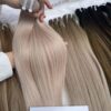 Bone Straight Machine Weft Hair Extensions 24 Inch Ivory Blonde Color 5 weft hair