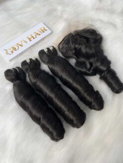 Weft Hair Extensions Bouncy Curly #1B Natural Color Virgin Vietnamese Hair 5 Spring Curly 1B Natural Color Weft Curly