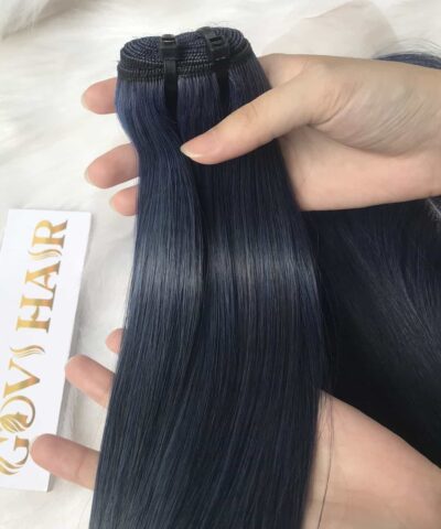 Bone Straight Machine Weft Hair Extensions 28 Inch Dark Blue Color 10 Bone Straight Dark Blue Weft