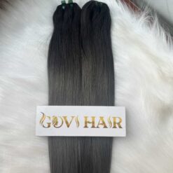 Human Weft Hair Bone Straight Black Grey Weft