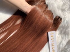 No Aficial Hair 100% Human Hair Bone straight Red brown Weft