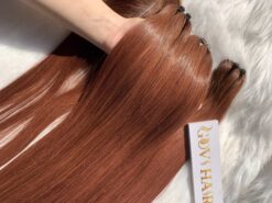 No Aficial Hair 100% Human Hair Bone straight Red brown Weft