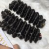Deep Curly Machine Weft Hair Extensions 1B Natural Color