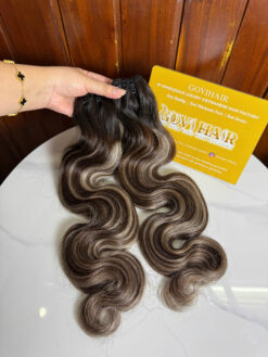 Body Wavy Machine Weft Hair Extensions Mix Piano Color