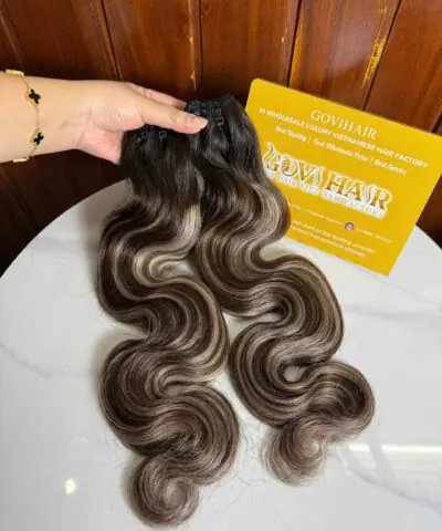 Body Wavy Machine Weft Hair Extensions Mix Piano Color