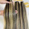 Bone Straight Machine Weft Hair Extensions 22 Inch Mix Piano #8/613 Color