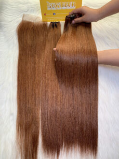 Bone Straight Machine Weft Hair Extensions 26 Inch #6 Chesnut Brown