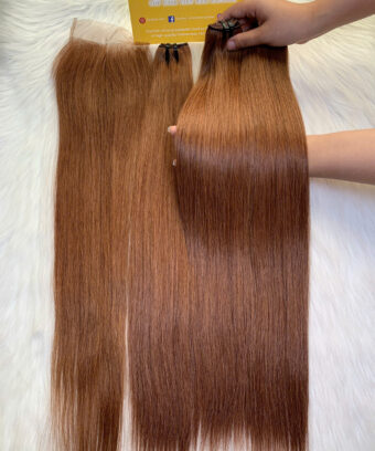Bone Straight Machine Weft Hair Extensions 26 Inch #6 Chesnut Brown