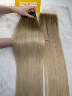 Bone Straight Machine Weft Hair Extensions 26 Inch Bergen Blonde Color