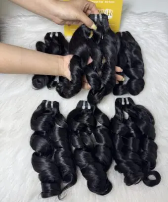 Bouncy Curly Machine Weft Hair Extensions 30 Inch #1B Natural Black Color