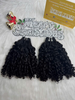 Burmese Curly Machine Weft Hair Extensions #1B Natural