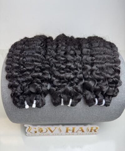 Burmese Curly Double Machine Weft Hair Extensions 24 Inch #1B Natural Color 6 Burmese Curly Machine Weft Hair Extensions 24 Inch #1B