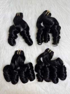 Alternative view of Weft Hair Extensions Bouncy Curly Black Natural #1B Color Raw Vietnamese Hair