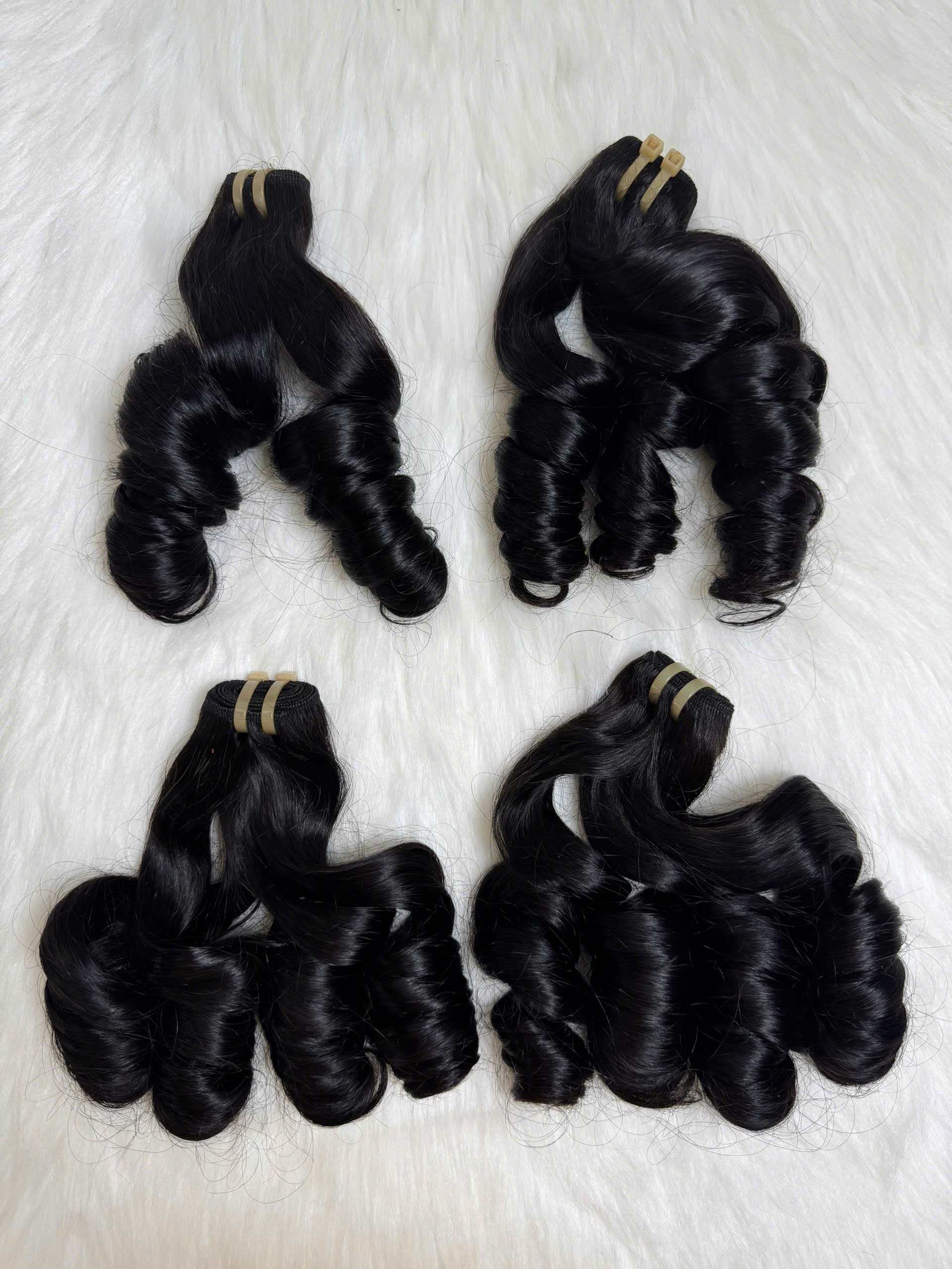 Weft Hair Extensions Bouncy Curly Black Natural #1B Color Raw Vietnamese Hair 2 Weft Hair Extensions Bouncy Curly Black Natural #1B Color Raw Vietnamese Hair - Image 2