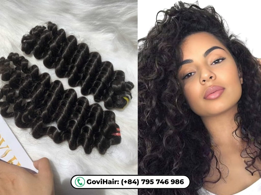 Deep Curly Machine Weft Hair Extensions 1B Natural Color 4 Deep Curly Machine Weft Hair Extensions 1B Natural Color are created using advanced machine-weft technology