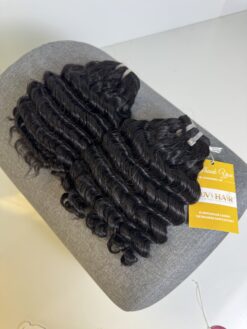 Deep Wavy Machine Weft Hair Extensions 22 Inch #1B Natural