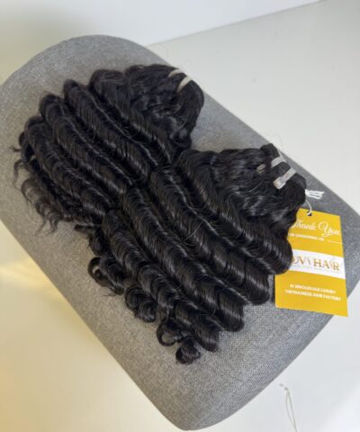 Deep Wavy Machine Weft Hair Extensions 22 Inch #1B Natural