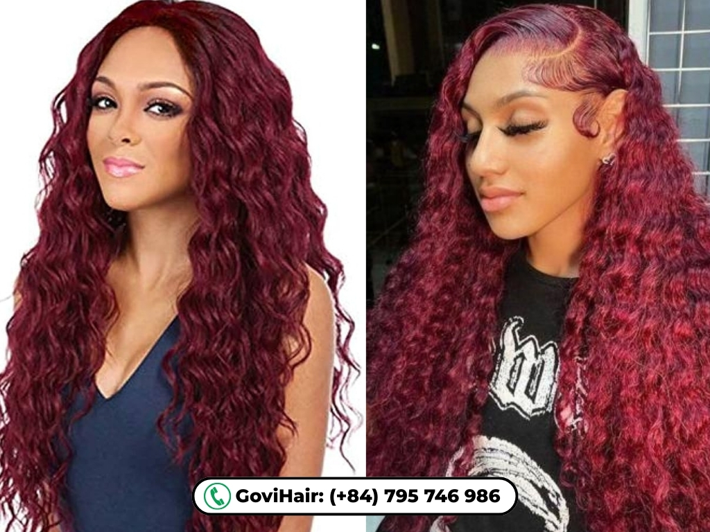The deep wave texture and rich red wine hue enhance all hair types and lengths