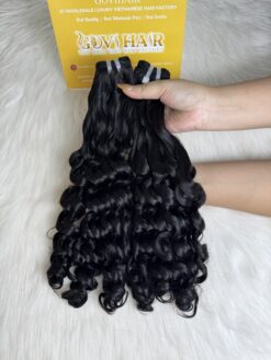 Fumi Curly Machine Weft Hair Extensions 24 Inch #1B Natural Color