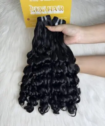 Fumi Curly Machine Weft Hair Extensions 24 Inch #1B Natural Color