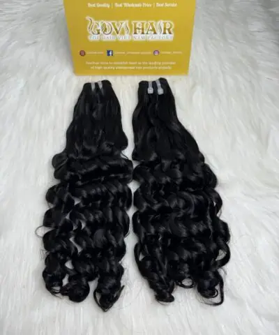 Fumi Curly Machine Weft Hair Extensions #1B Natural