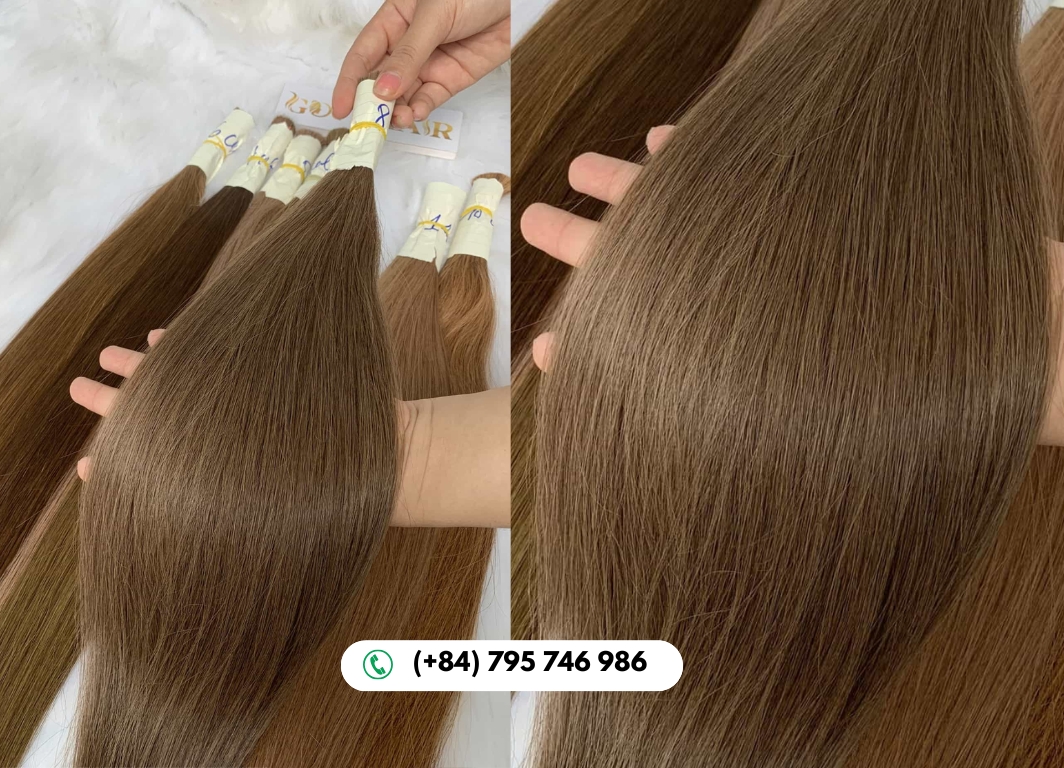 Straight Bulk Human Hair for Braiding #8 Color 6 GoviHair #8 Bulk Hair Delivers Authentic Vietnamese Quality