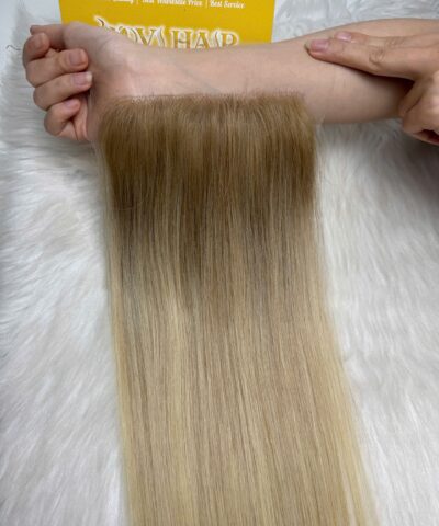 HD Lace Closure 4x4 Bone Straight 12 Inch Ombre Blonde Color