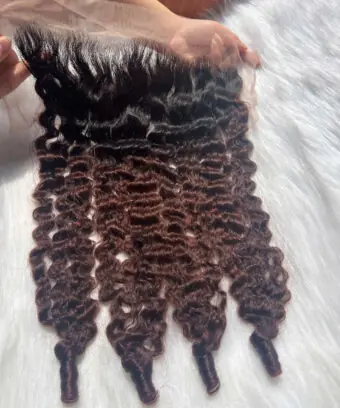 HD Lace Frontal 13x4 Burmese Curly 26 Inch Ombre Color